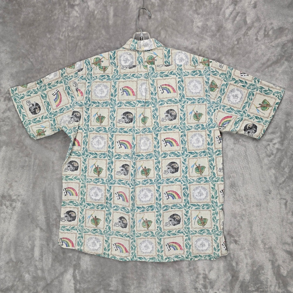 Reyn Spooner Button Down Shirt Mens XL Cream UH Hawaii Rainbow Warriors Football - Picture 2 of 16